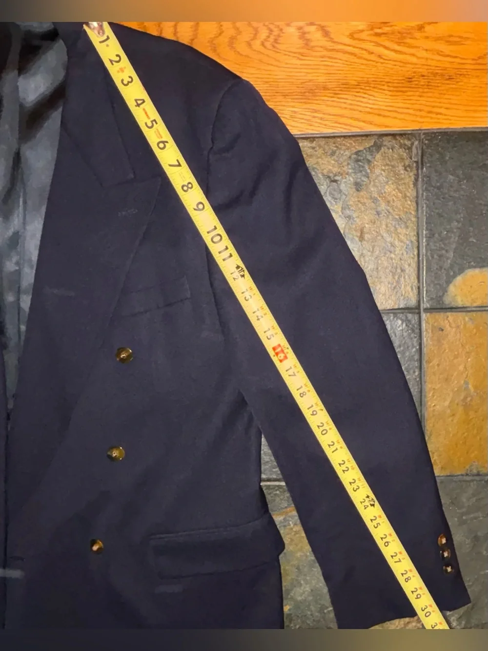 Vintage Givenchy Double-Breasted Dark Navy Suit Jacket Size 46L Wool